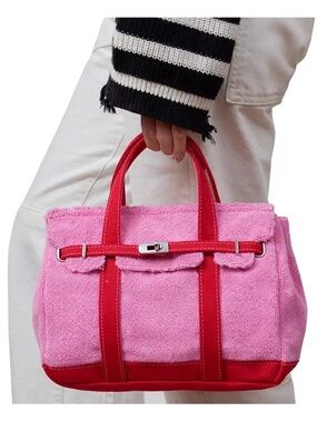 NEW! SUNWIN Madaket Terry Cloth Tote Bag Bubblegum Pink/Red